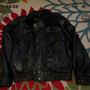 ***MAKE OFFER*** Wilsons Leather Blk Bomber Jacket Genuine Leather Classic Style
